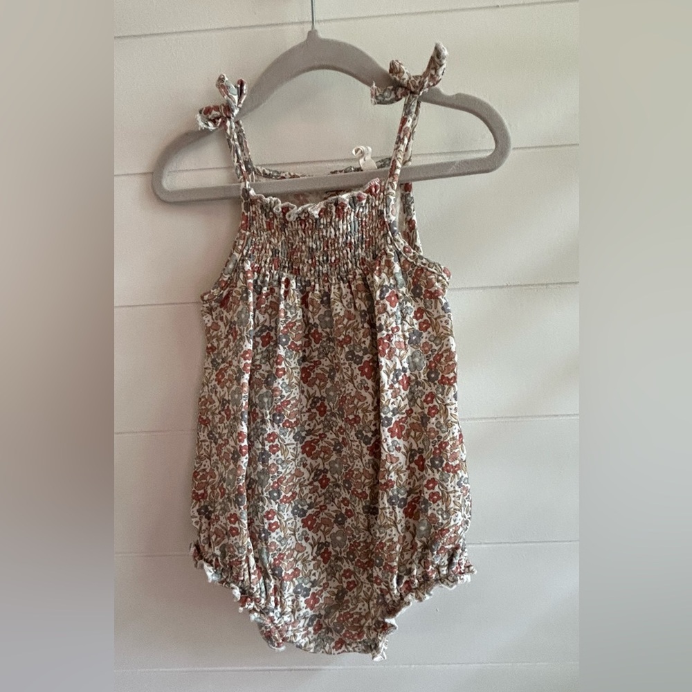 Quincy Mae floral Smocked Baby Romper